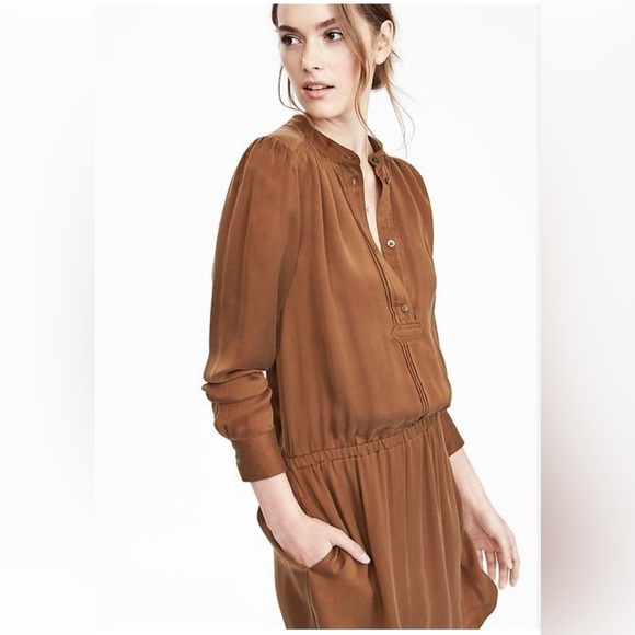 Banana Republic Heritage Collection French Shirt Dress Button-Up Elastic Waist
